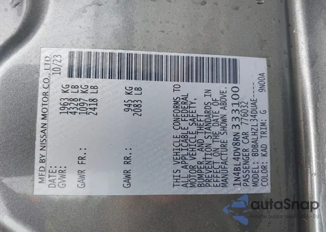 2024 Nissan Altima Sv Fwd из США, поврежденный, VIN 1N4BL4DV8RN333100